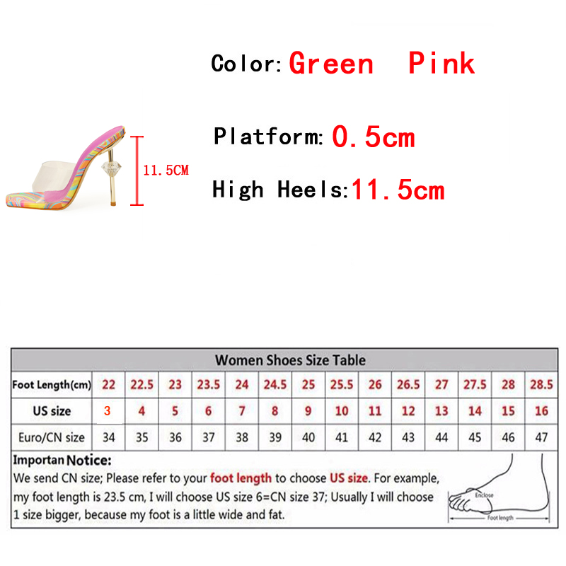 New Liyke Fashion Chic Strange High Heeled Slippers Ladies Color Square Toe Summer Sandals PVC New Transparent Shoes Women Sliders 83fc