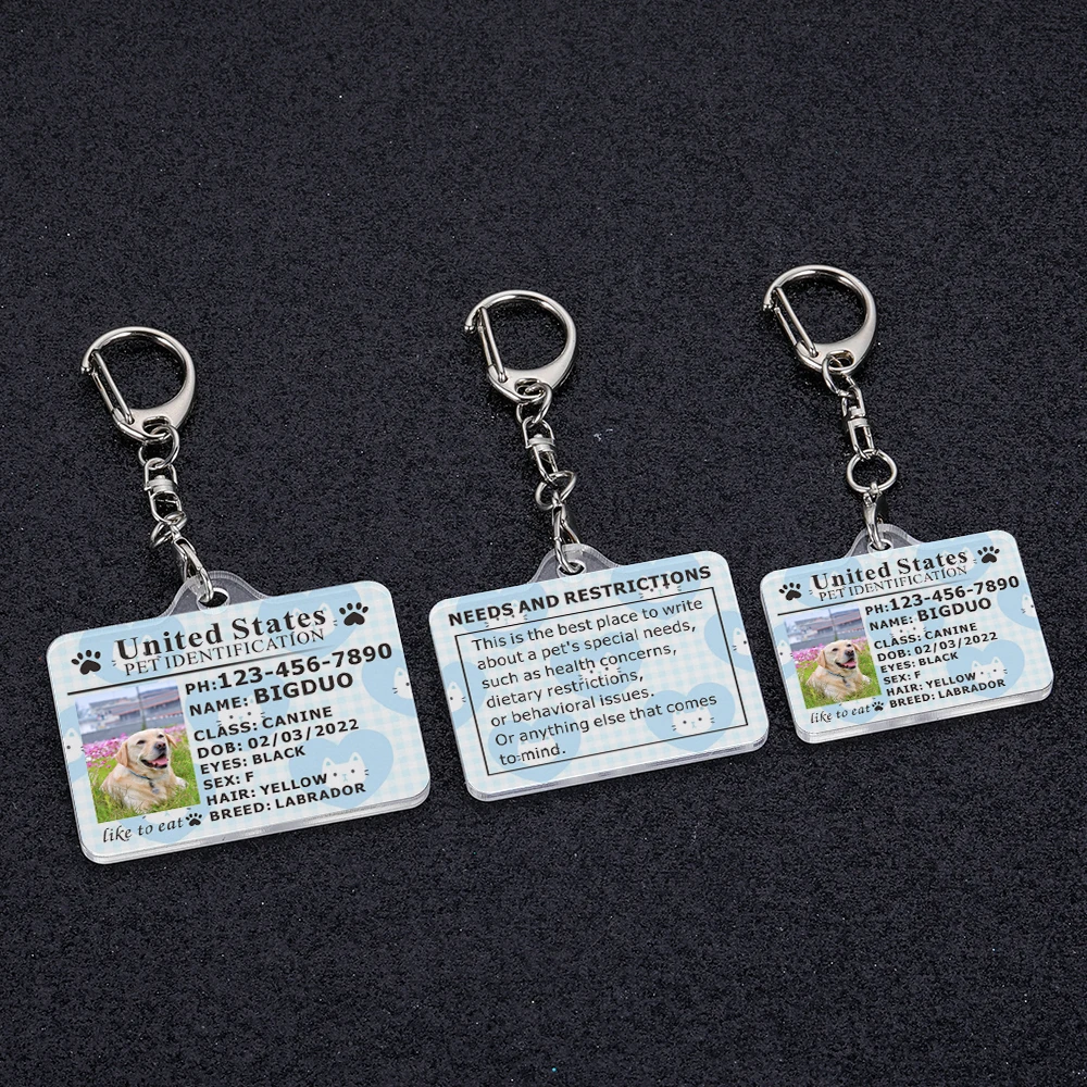Personalized Dog Cat Photo Tag Customized Pet ID Card Pet ID Collar Pets Information Tags Pet Puppy Kitten Tag Accessories