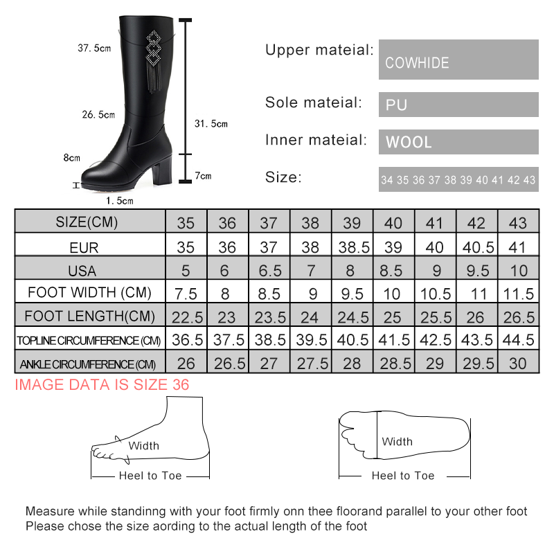 AIYUQI Women's Boots High Heel Winter Genuine Leather Natural Wool Warm Women Dress Boots 2024 New Tassel High Boots Ladies