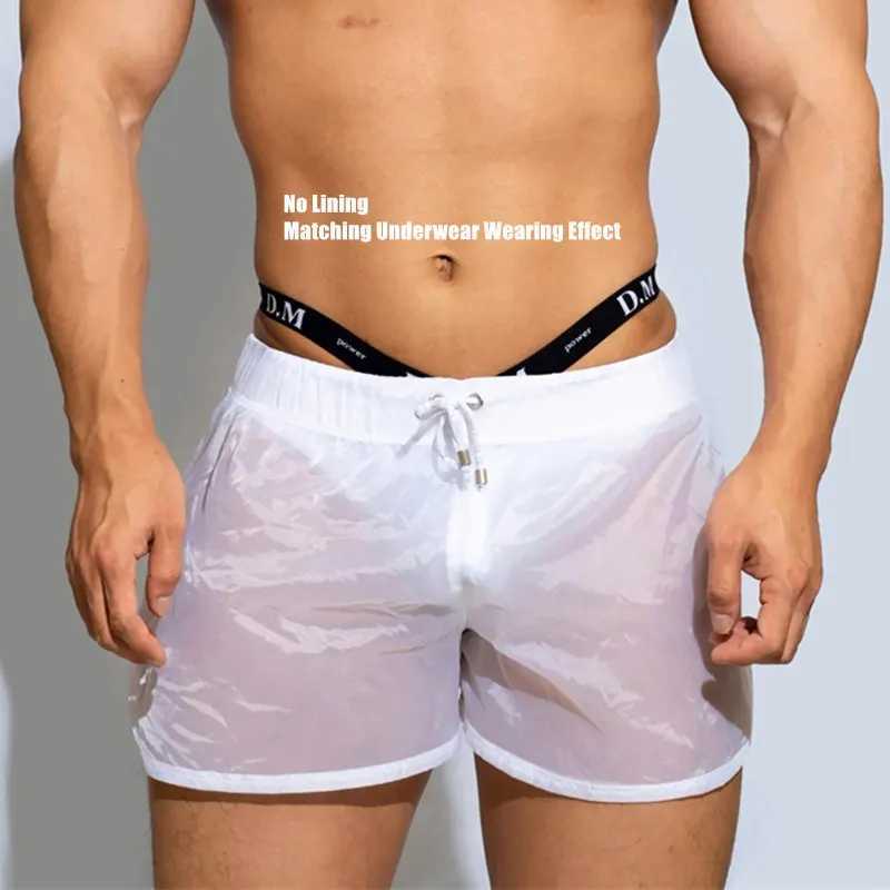 Hot and sexy transparent swimsuit shorts mens ultra-thin swimsuit competition underwear jacket swimsuit pants nylon swimsuit Desmiit SlipW240717 1 W25