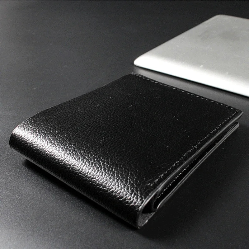 Mens Wallet Genuine Leather Men Wallets Premium Product Real Cowhide for Man Short Black Walet Portefeuille Homme 240902