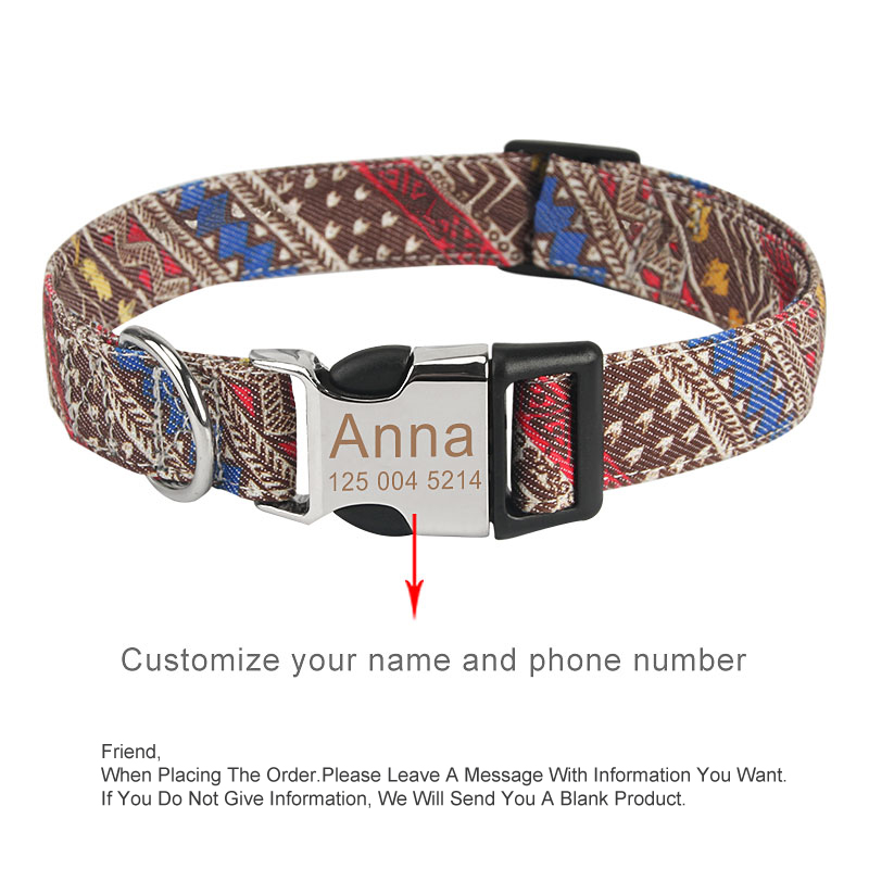 Custom Personalized Dog Collar with Name Adjustable Engraved Dog Collar Metal Buckle Tags Pet ID Nameplate Multicolor To Choose