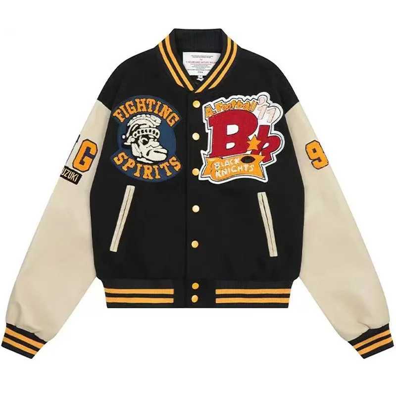 Men's Jackets Varsity Baseball Jacket Men Spring Leather Slve Letter Flocking Embroidery Bomber Jackets Women Hip Hop Casual Coat Strtwear Y24090
