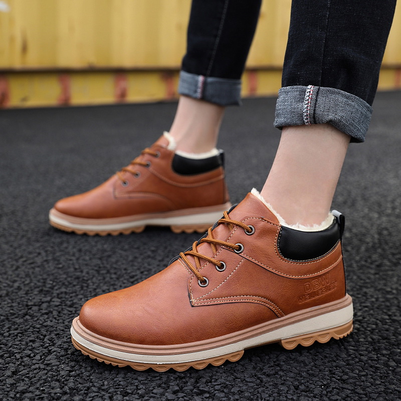 boots men's fashion shoes men's shoes high-top British style men's mid-top snow boots winter cotton shoes plus velvet 69