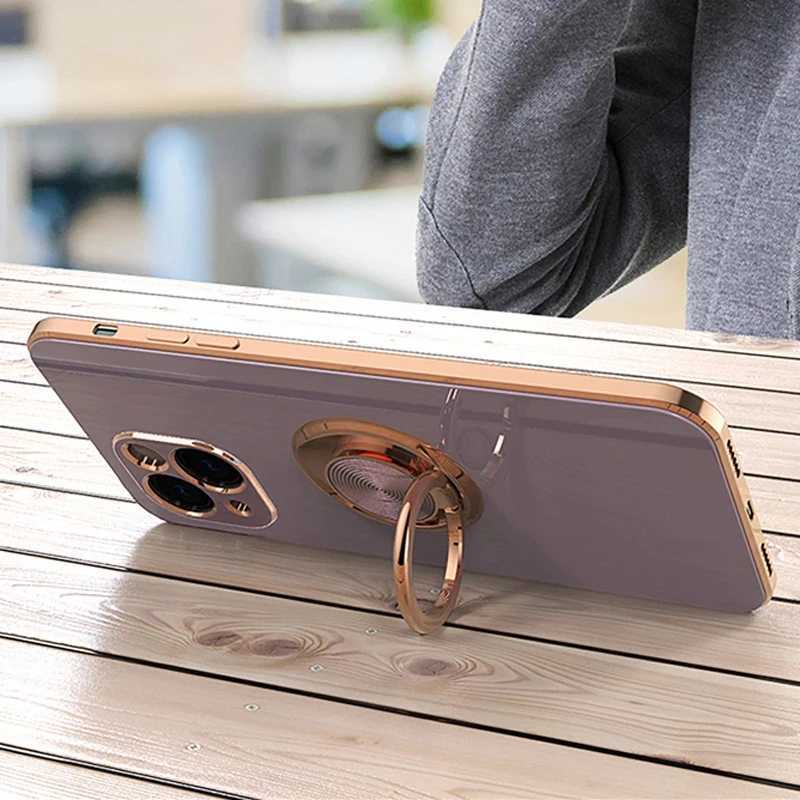 Luxury silicone ring holder phone case suitable for iPhone 15 14 12 13 Pro Max Mini X XR 8 Plus with rotating bracket shock-absorbing cover M240902