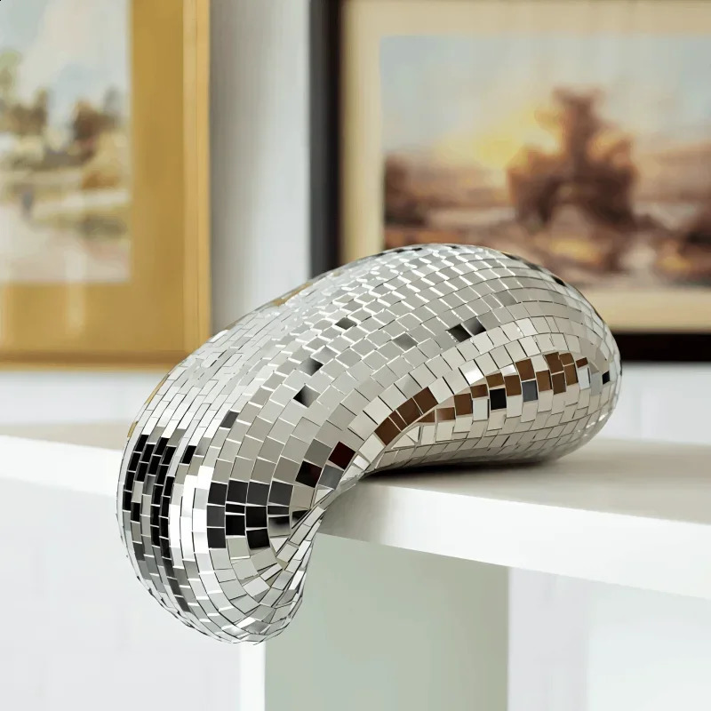 Decor Crafts Melted Disco Ball Sculpture Wall Art Home Decor Table Decor Sculpture Disco Drip Maximalist Home Sparkle Mirror 240902