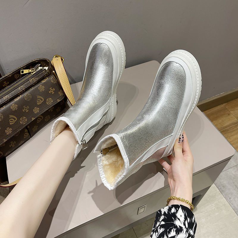 Snow Women Waterproonti-slip Winter Shoes Thick Sole Plaforms Ankle Boot Plush Warm Cotton Shoe Side Zip Women's Boots