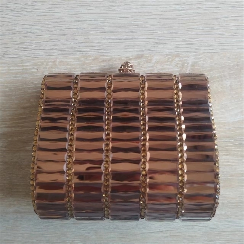 XIYUAN Brown Crystals Clutch Evening Bags For Wedding Party Jet Rhie Handbags Bridal Dia Clutches Purses Bag 240830 3a6a 4