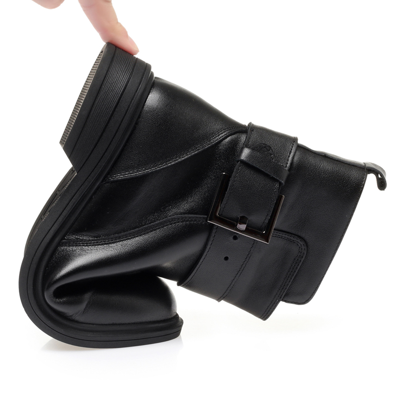 AIYUQI Women's Boots Winter 2024 New Genuine Leather Wool Warm Women's Short Boots Llarge Size Women Motorcycle Boots