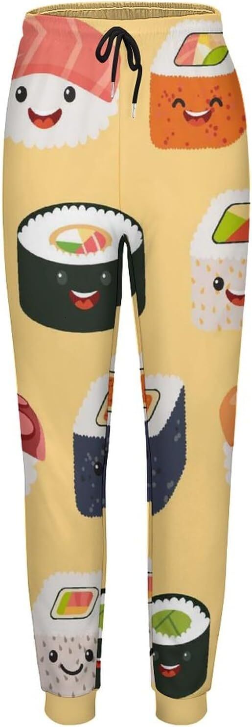 Sweatpants Mens Women 3D Printed Patterned Rice And Vegetable Roll Pants Lounge Drawstring Pajamas With Pockets Sweat Trousers Y2K