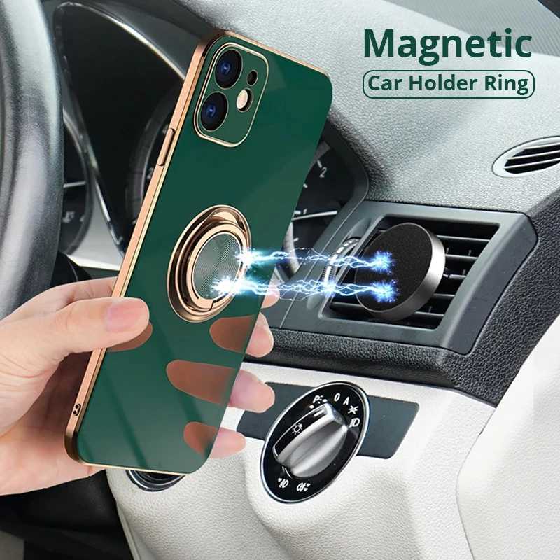 Luxury silicone ring holder phone case suitable for iPhone 15 14 12 13 Pro Max Mini X XR 8 Plus with rotating bracket shock-absorbing cover M240902