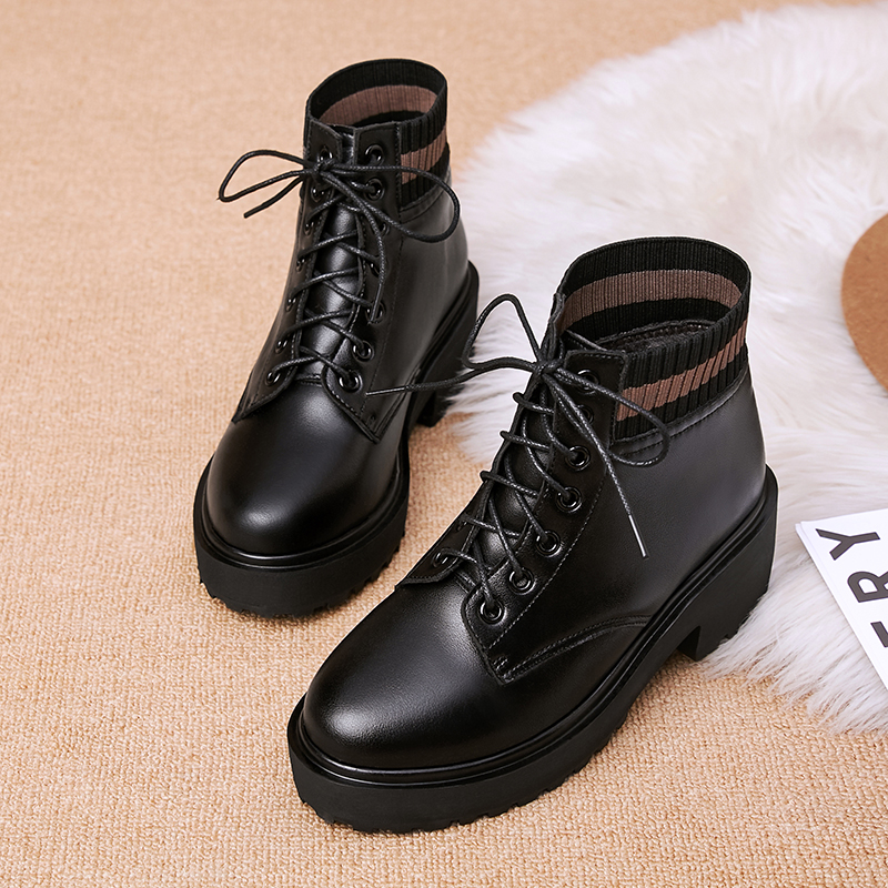 Women Winter Boots Shoes Platform 2024 New Genuine Leather Large Size Women Ankle Boots Wool Warm Non-slip Boots Ladies