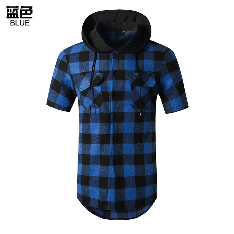 new mens hooded cardigan short sleeved shirt mens British style youth casual mens shirt 220322