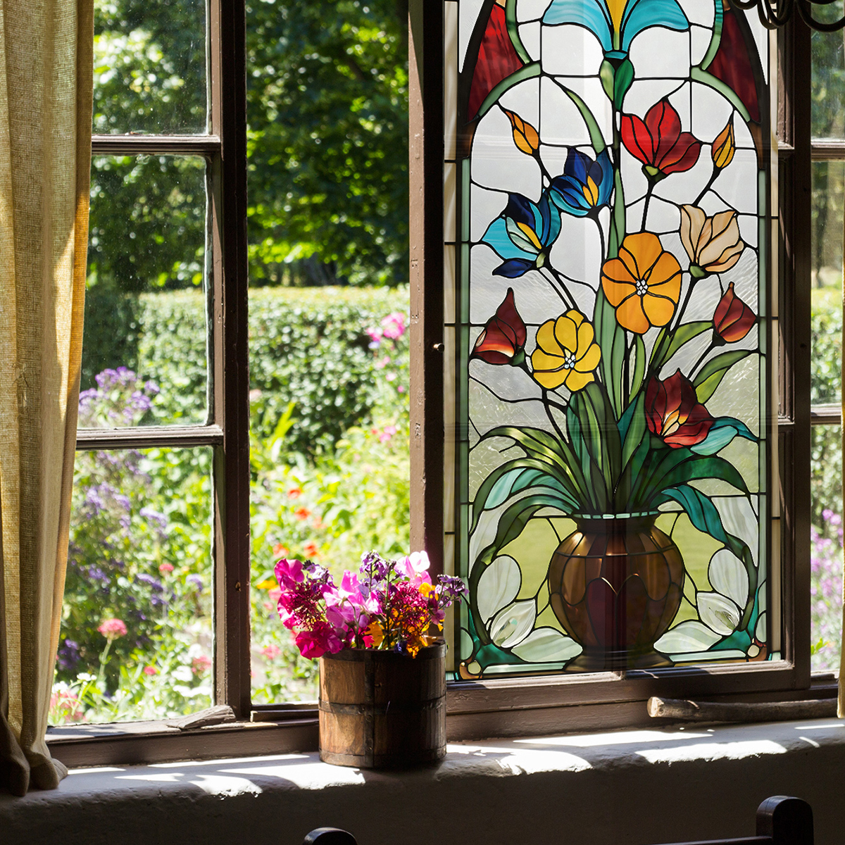 Vintage Style Flower-Patterned Frosted Glass Sheets Ideal for Crafts & Renovations