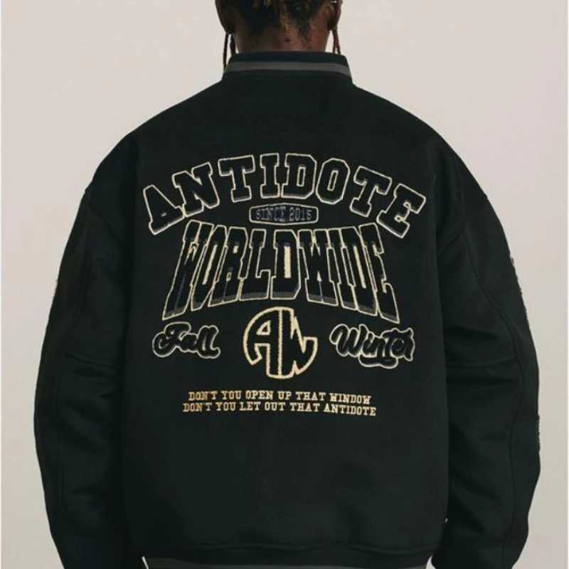 Men's Jackets Vintage Baseball Jacket Men Flocked Embroidery Stand Collar et High Strt Oversize Coat Couple Strtwear Spring New Y240902RA1V