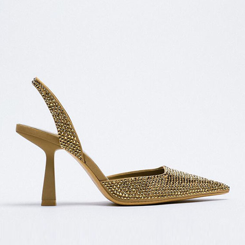 Heels Women Bling Bling High Heels Summer Sandals Shoes Women Pumps Slip On Black Heels Sandals Party Wedding Shoes Talon Femme