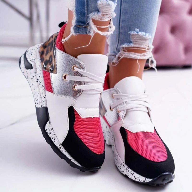 New Mixed Color Sneakers Ladies Platform Leopard Print Sports for Women Outdoor Travel Casual Vulcanize Shoes