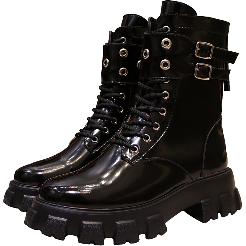 Women Mid-Calf Boots Fashion Candy Color Patent Leather Girl Shoes 2019 Winter Autumn High Heels Boots Woman Winter Botas Mujer