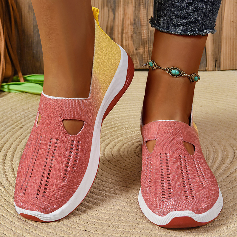 Shoes for women 2024 autumn new color matching fashion casual one-step soft sole mother shoes