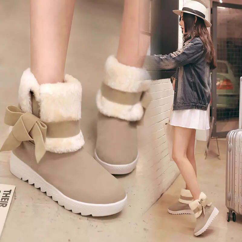 female Snow tube autumn and winter women's shoes students sweet thick bottom 2021 new plus veet warm fur boots fgb78 43c9