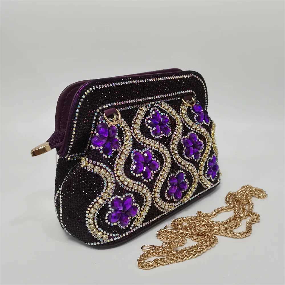 Charming Gold Rhinestones Evening Clutch Handbags Shiny Dinner Party Wedding Shoulder Underarm Bag for Women 240902
