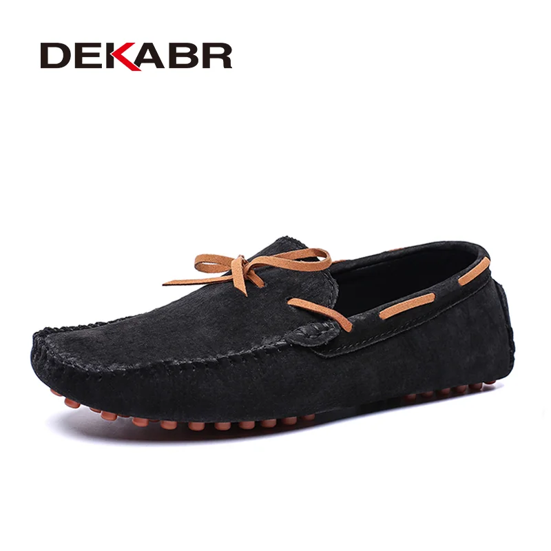 DEKABR Men Casual Shoes Luxury Brand Genuine Leather Men Loafers Moccasins Breathable Slip on Driving Shoes Plus Size 38-47