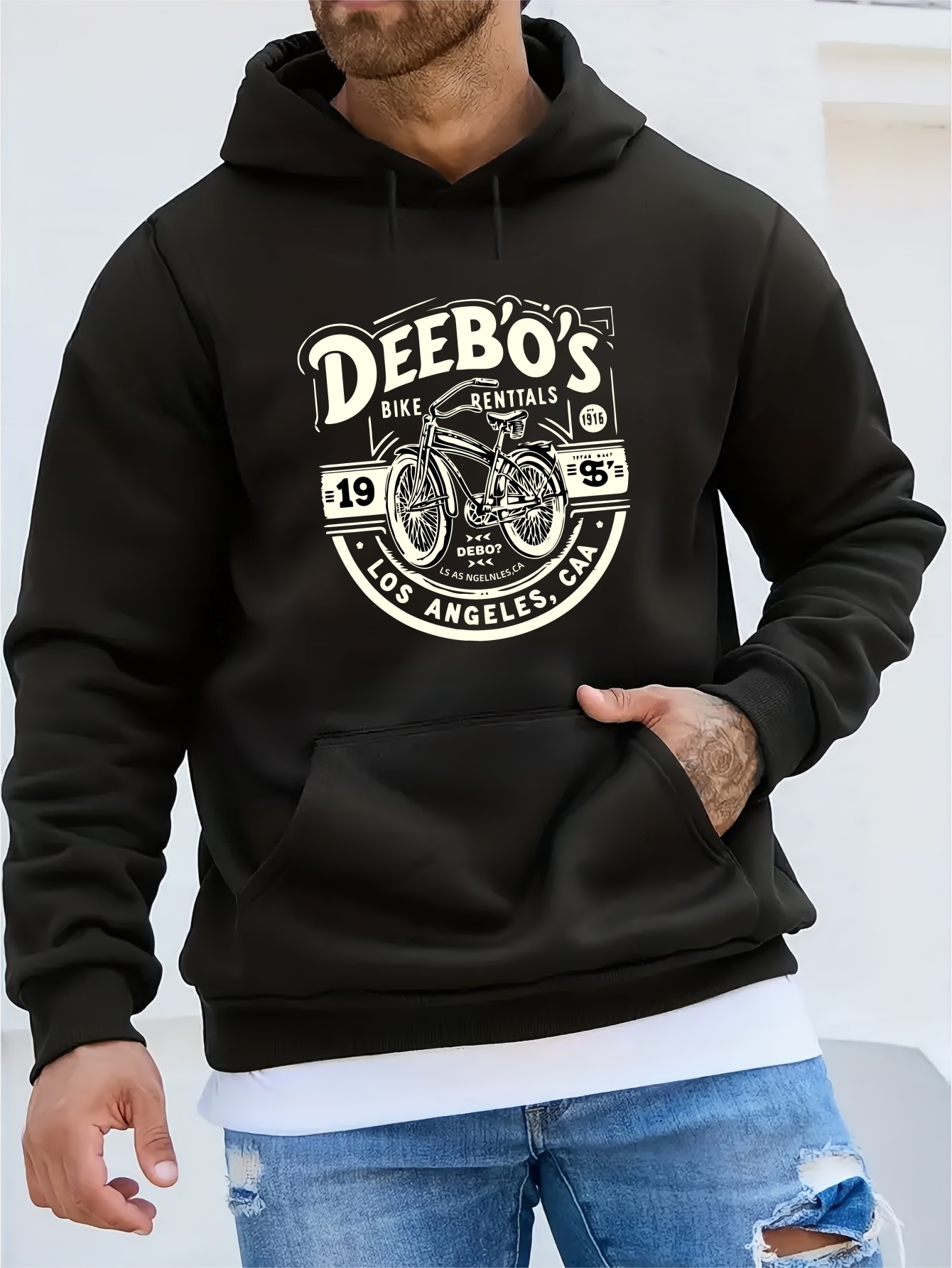 Men's Warm Plush Hooded Pullover Sweatshirt - Soft Slight Stretch Polyester Fabric, Long Sleeve, Kangaroo Pocket, Drawstring, Stylish Versatile D