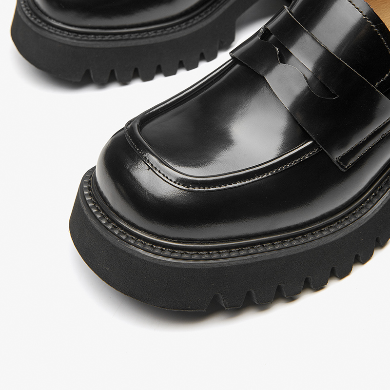 Platform BeauToday Penny Loafers Women Genuine Cow Leather Round Toe Slip On Chunky Sole Ladies Casual Shoes Handmade 26538 9e3e - view 5