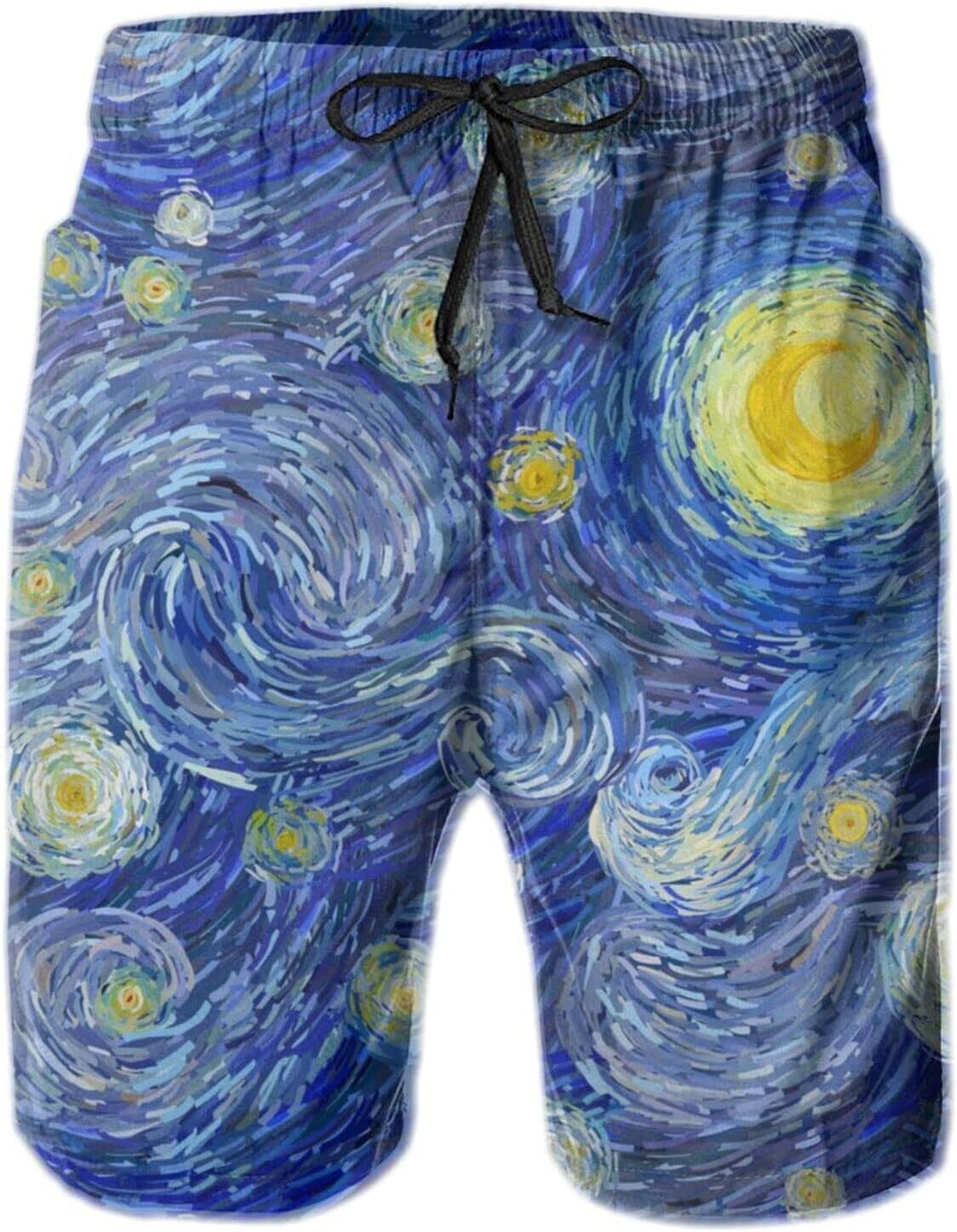 2024 Mens Shorts 3D Printed Pattern Beautiful Night Sky Swim Trunks Quick Dry Casual Beach Board Swimwear