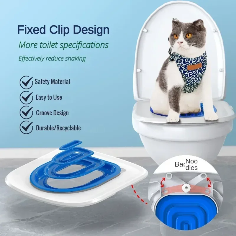 2024 Plastic Cat Toilet Training Kit Reusable Puppy Cat Litter Mat Cat Toilet Trainer Toilet Pets Cleaning Cats Training Product