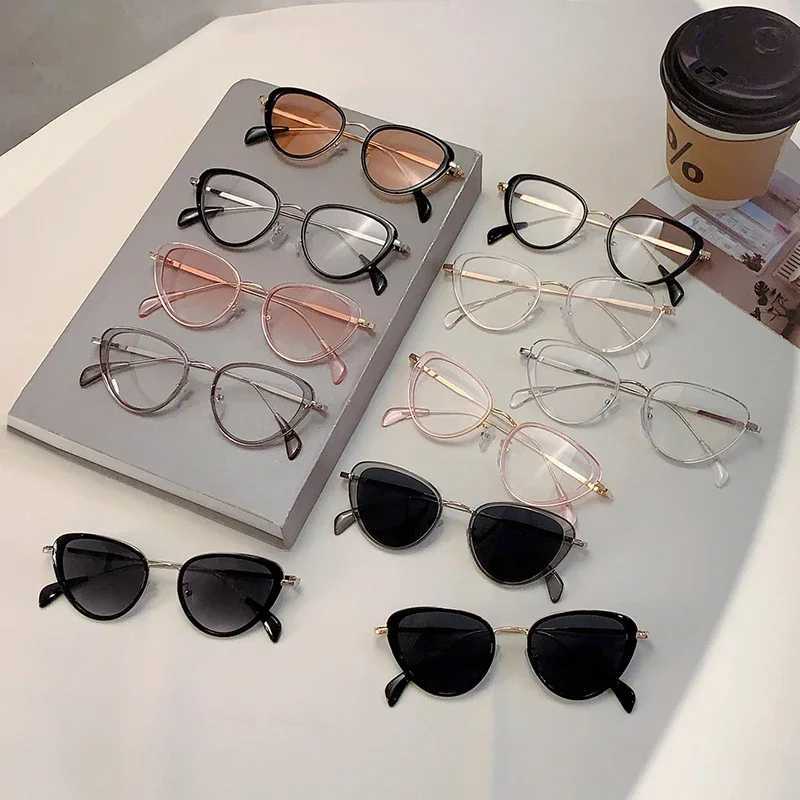 KAMMPT Retro Cat Eye Glasses Womens New Fashion Candy Color Edge Blue Light Blocking Glasses Ins Fashion Retro Design Glasses M240902