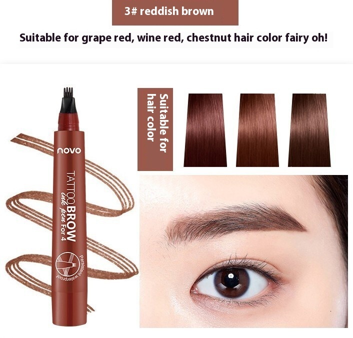 Durable NOVO Four Pronged Liquid Brow Liner for Precise Application Water Resistance & No Smudge Design