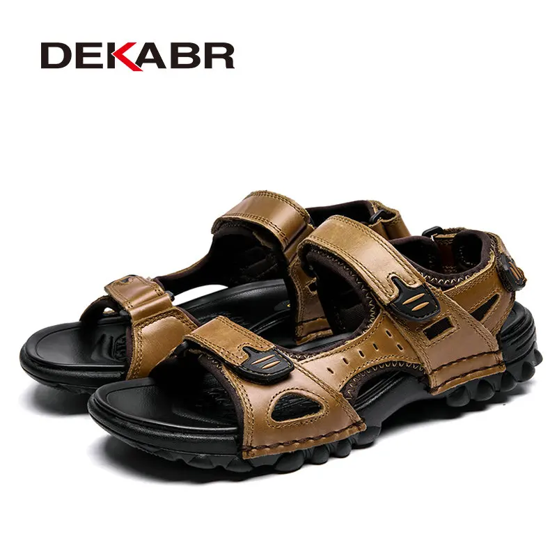 DEKABR New Mens Sandals Summer Hook & New Loop Genuine Leather For Men Trekking Breathable Fashion Casual Shoes Size 48 b2c1