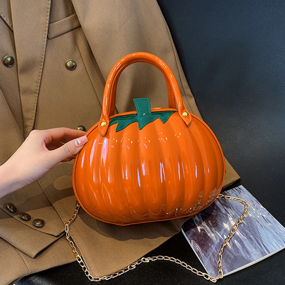 Womens pumpkin shaped handbag Versatile creative shoulder bag fashionable and adorable multifunctional waterproof Halloween handbag 240912