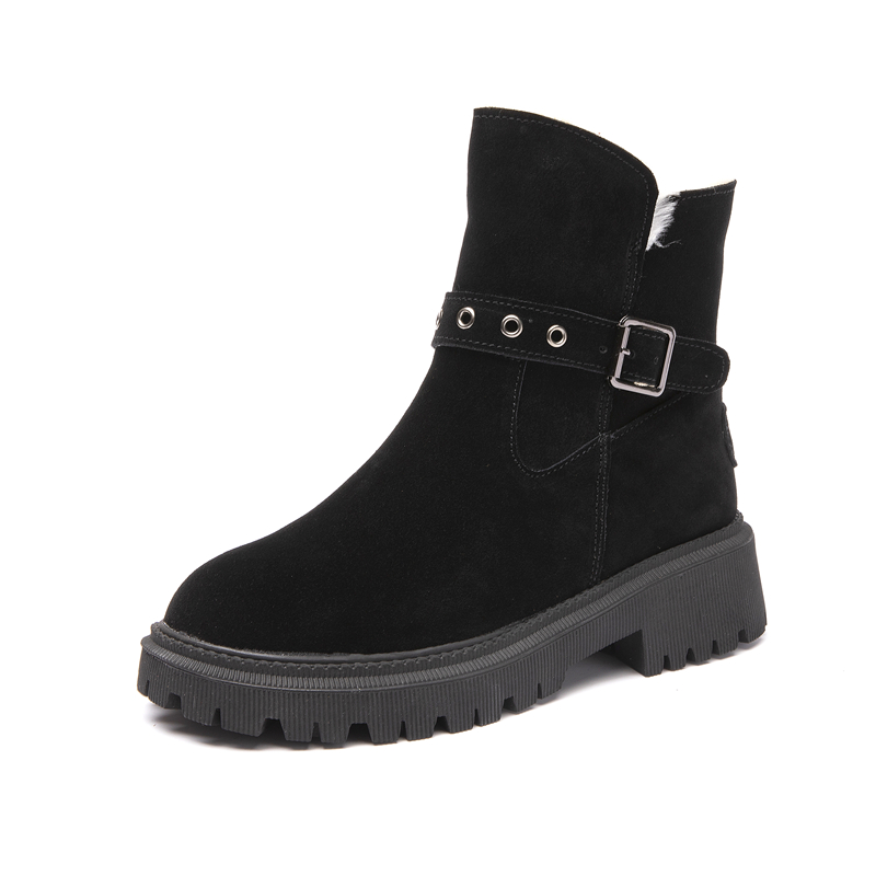 AIYUQI Women's Snow Boots Suede Genuinen Leather New Large Size Thick Warm Women Winter Boots Casual Women's Ankle Boots