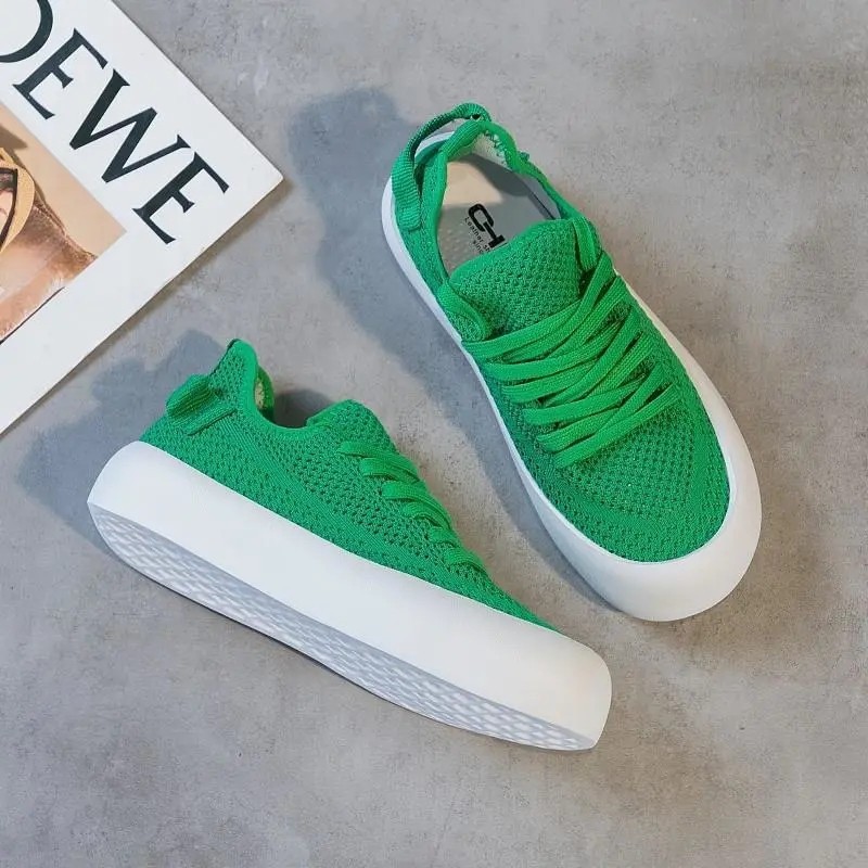2025 NEW Mesh Knitted Women Summer Breathable Sneakers Fashion Flat Platform Ladies White Casual Sports Shoes Tenis Feminino a