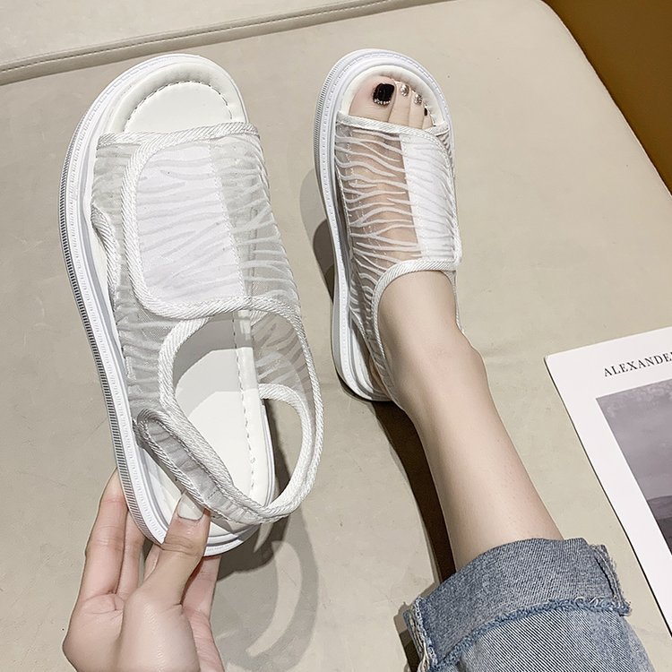 2025 NEW Casual Summer New Fashion Women Platform Sandals Breathable Mesh Flip ps Beach Shoes Comfortable Flat Walking Sandalias