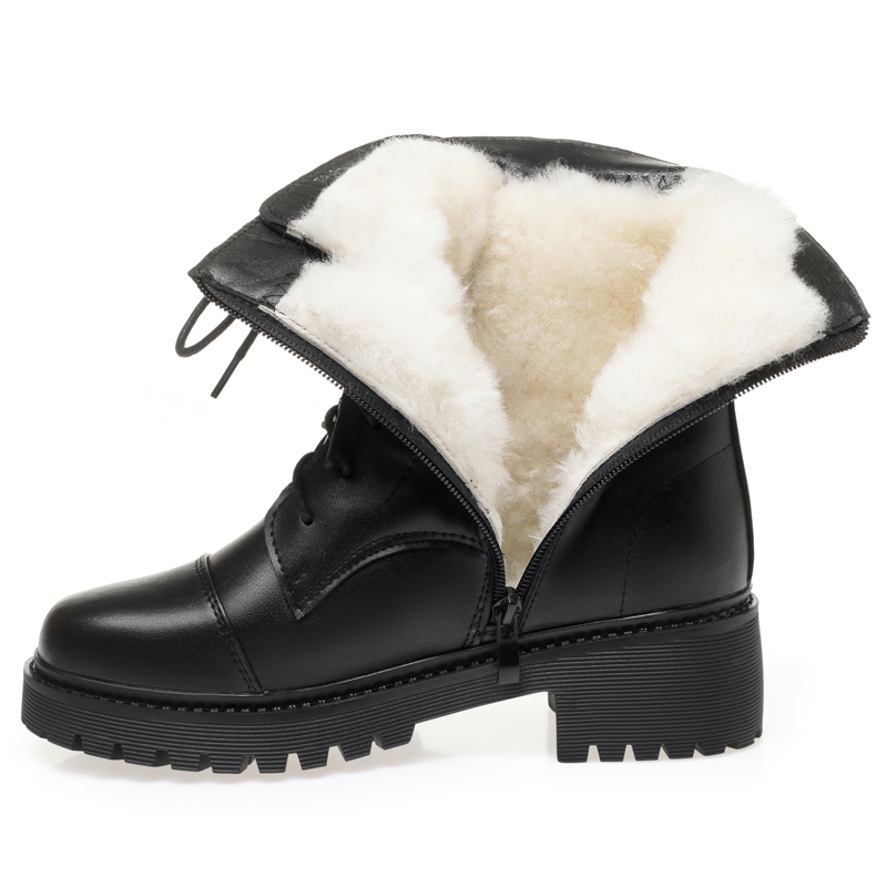 AIYUQI Women Short Boots Winter Large Size Wool Warm Women Ankle Boots British Style Non-slip Genuine Leather Women Snow Boots