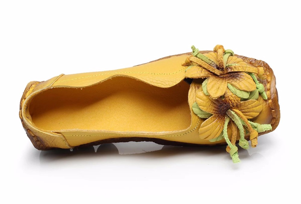 2019 New Autumn wers Handmade Women's ral Soft Flat Bottom Casual Moccasins Retro Women Genuine Leather Shoes 2e31