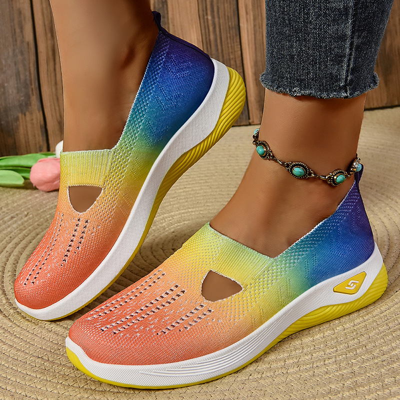 Shoes for women 2024 autumn new color matching fashion casual one-step soft sole mother shoes