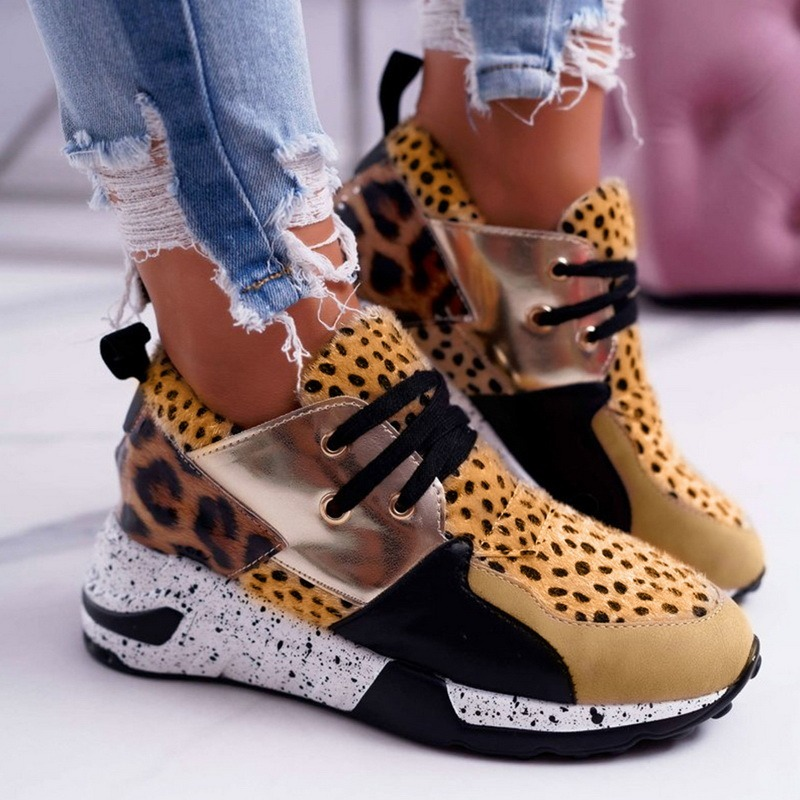 New Mixed Color Sneakers Ladies Platform Leopard Print Sports for Women Outdoor Travel Casual Vulcanize Shoes