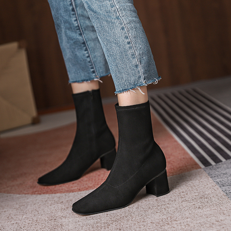 short famous designer tube zipper open singer booties mujer square toe cozy ck boots for women 60b6