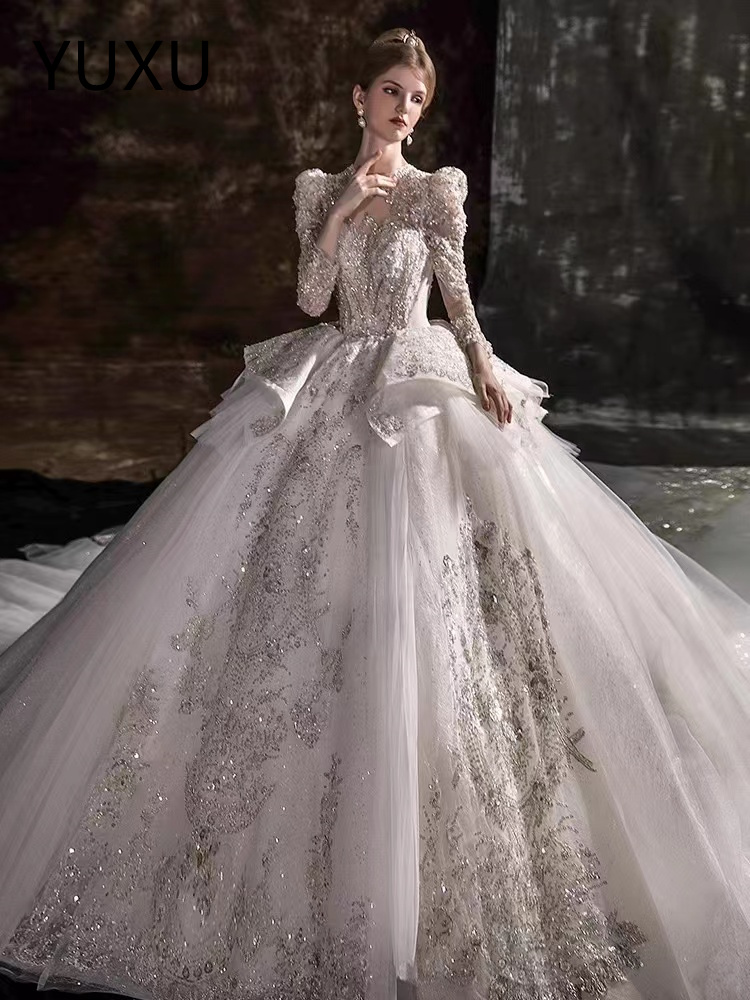 Luxury Pearls Beaded Mermaid Wedding Dresses new crystals Train African Bridal Dress Off the Shoulder Formal Occasion Gown Plus Size Princess Bridal G
