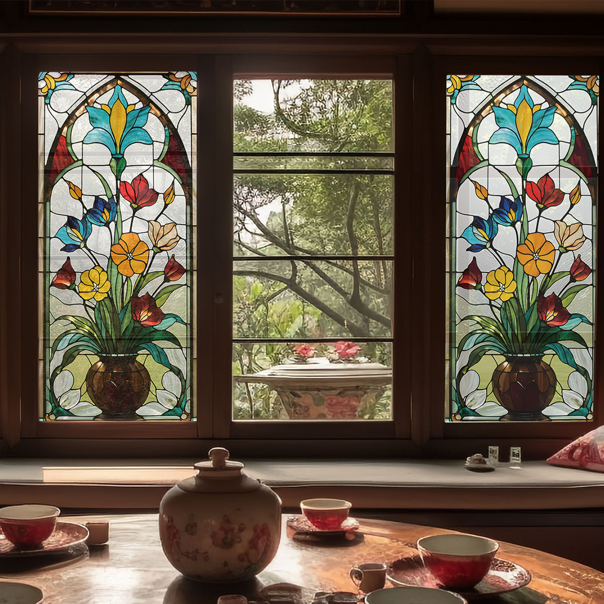 Vintage Style Flower-Patterned Frosted Glass Sheets Ideal for Crafts & Renovations