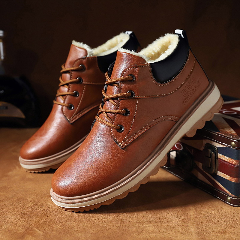 boots men's fashion shoes men's shoes high-top British style men's mid-top snow boots winter cotton shoes plus velvet 69