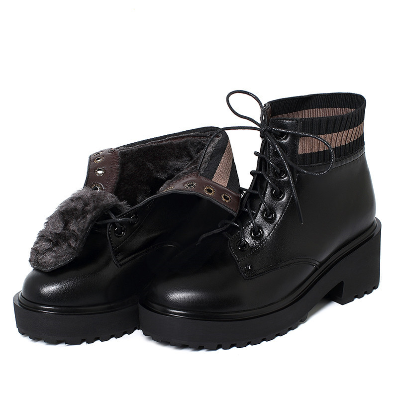 Women Winter Boots Shoes Platform 2024 New Genuine Leather Large Size Women Ankle Boots Wool Warm Non-slip Boots Ladies