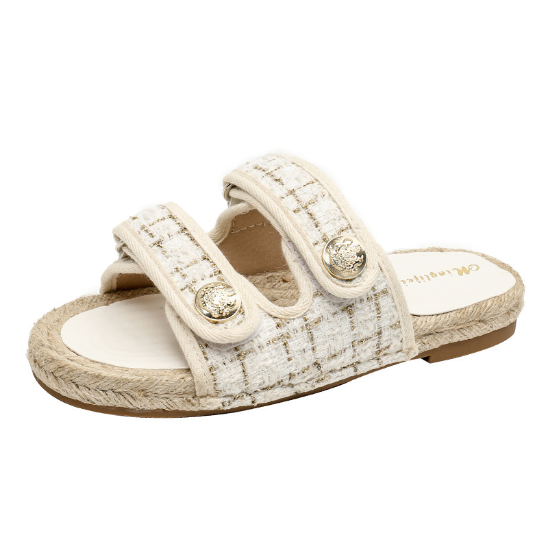Handwoven Straw Flat Sandals: Open-Toe New Breathable Indoor & Outdoor Hot Summer Slippers For Women