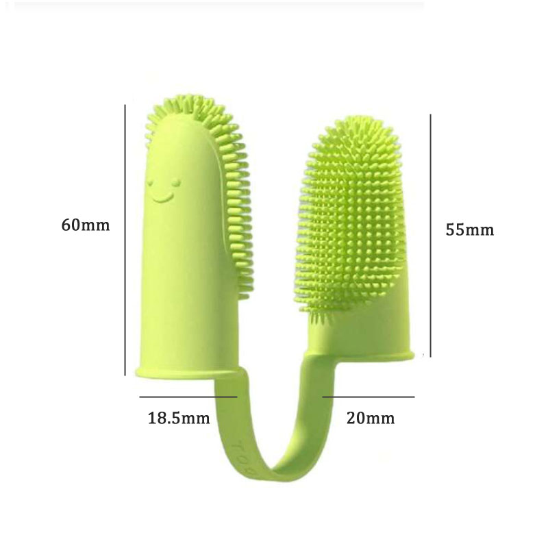 Pet Double Finger Toothbrush Solid Color Soft Dental Cleaning Finger Sleeve Dog Cat Oral Cleaning Care Tools Dog Accessories