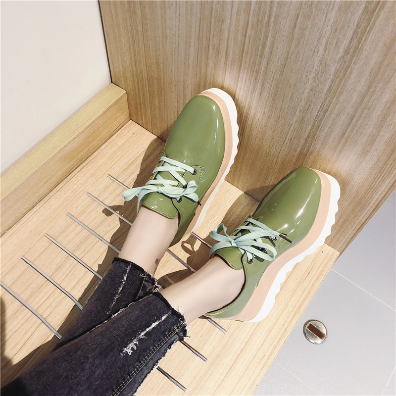 2025 NEW Fashion New Lace Up Platform PU Leather Women s Casual Height Increase cm Ladies Shoes British Style Women Pumps ffba