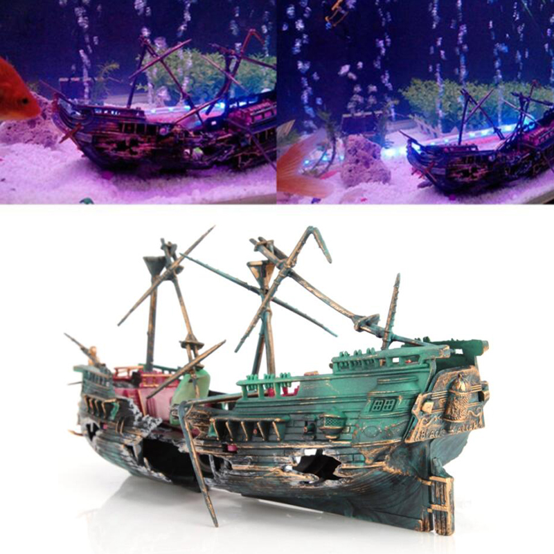 Large Aquarium Decoration Boat Aquarium Ship Air Split Shipwreck Fish Tank DIY And Home Decorating
